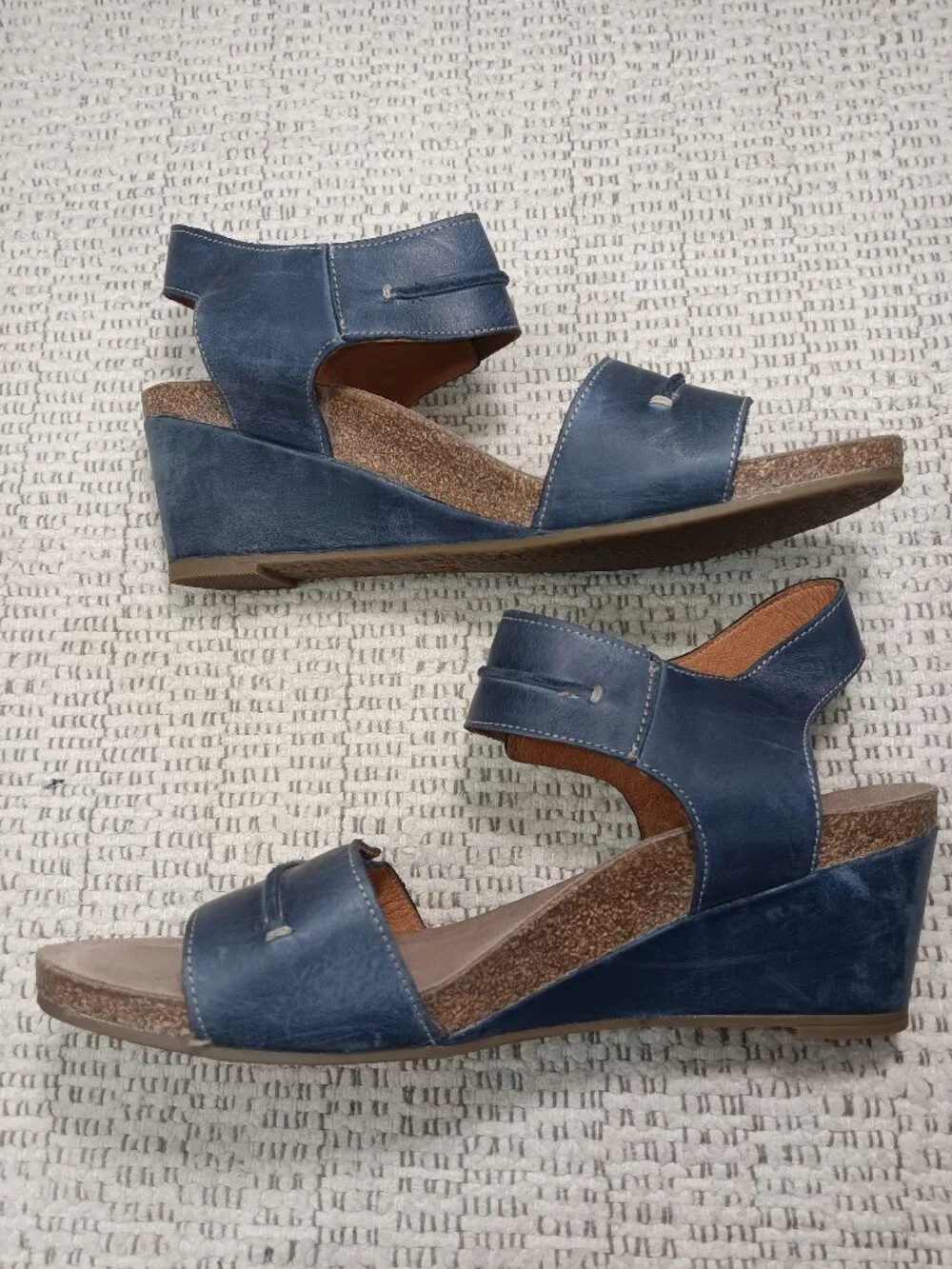 Taos Women’s 'Reason' Dark Blue Leather Adjustable Wedge Sandals 42 EU / 11 US